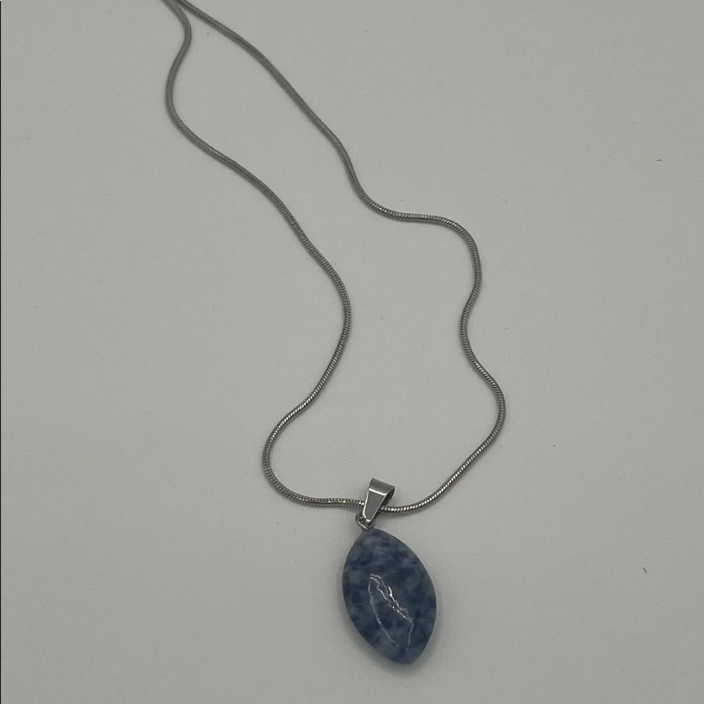 Elegant Silver and Blue Sodalite Pendant Necklace